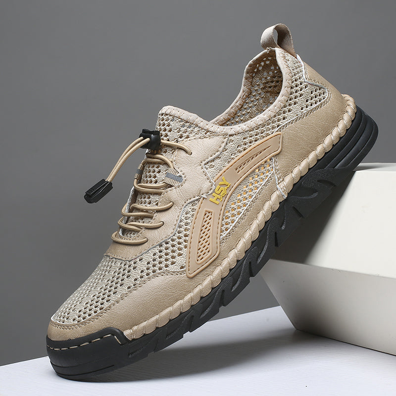 Men's Mesh Hiking Shoes - Slip-On, Breathable, Slip-Resistant, Wide Toe Box with Arch Support