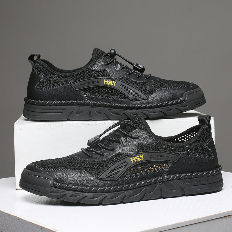 Men's Mesh Hiking Shoes - Slip-On, Breathable, Slip-Resistant, Wide Toe Box with Arch Support