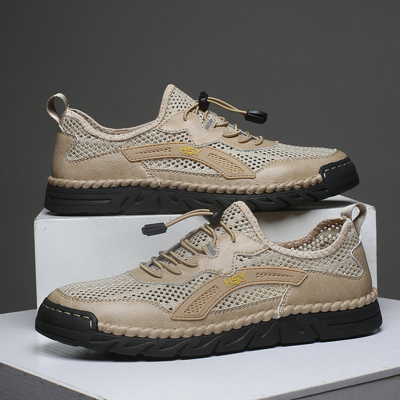 Men's Mesh Hiking Shoes - Slip-On, Breathable, Slip-Resistant, Wide Toe Box with Arch Support
