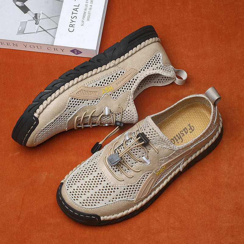 Men's Mesh Hiking Shoes - Slip-On, Breathable, Slip-Resistant, Wide Toe Box with Arch Support