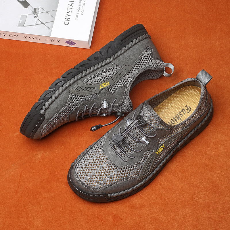 Men's Mesh Hiking Shoes - Slip-On, Breathable, Slip-Resistant, Wide Toe Box with Arch Support