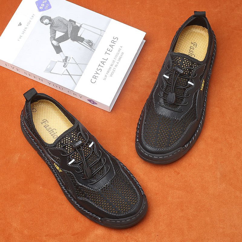 Men's Mesh Hiking Shoes - Slip-On, Breathable, Slip-Resistant, Wide Toe Box with Arch Support