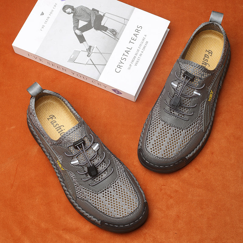 Men's Mesh Hiking Shoes - Slip-On, Breathable, Slip-Resistant, Wide Toe Box with Arch Support
