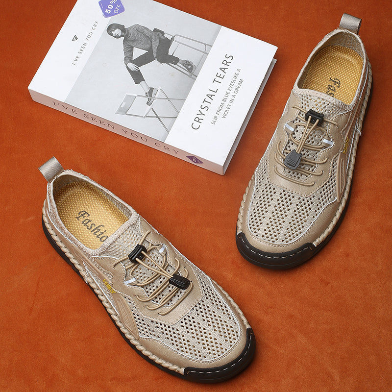 Men's Mesh Hiking Shoes - Slip-On, Breathable, Slip-Resistant, Wide Toe Box with Arch Support