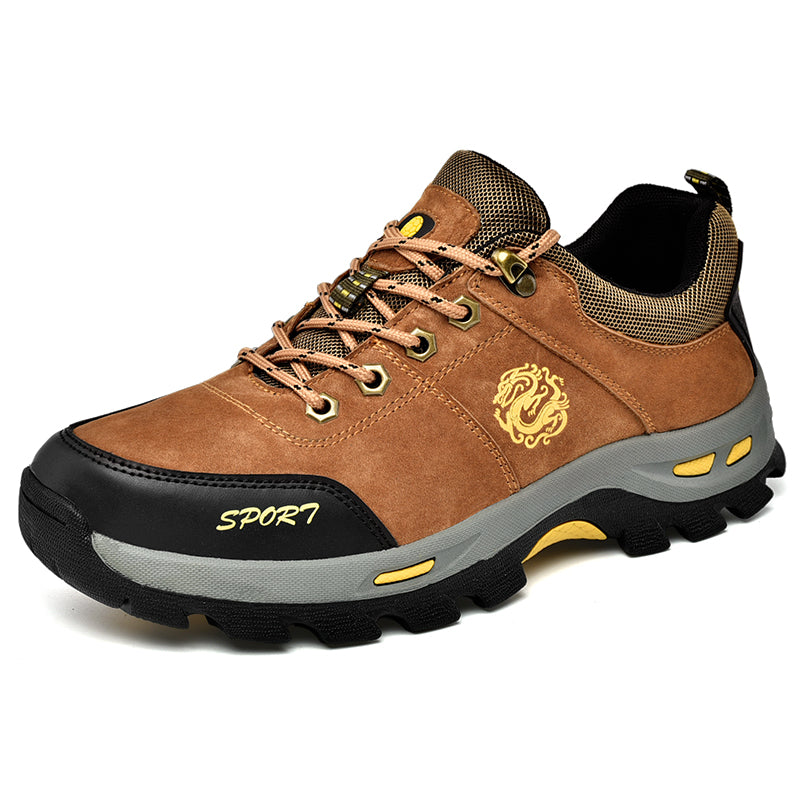 Men's Mixed Material Hiking Shoes - Lace-Up, Waterproof, Wide Toe Box with Arch Support