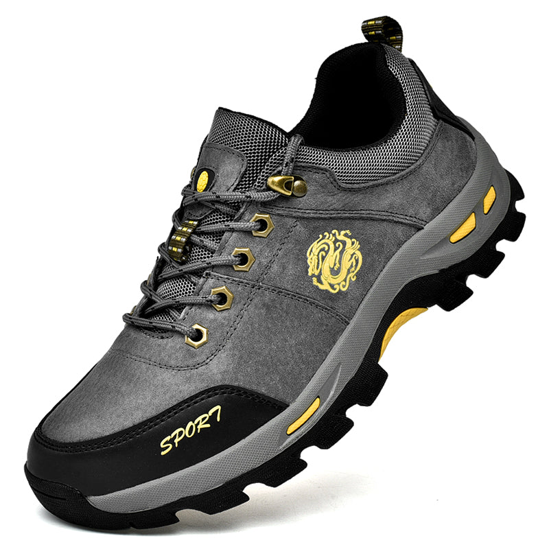 Men's Mixed Material Hiking Shoes - Lace-Up, Waterproof, Wide Toe Box with Arch Support
