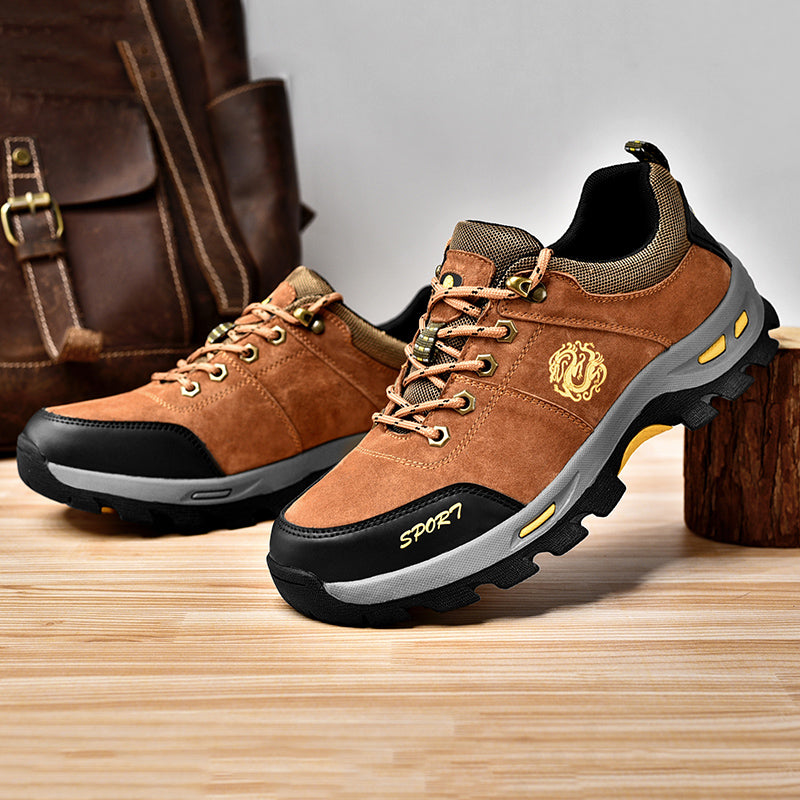 Men's Mixed Material Hiking Shoes - Lace-Up, Waterproof, Wide Toe Box with Arch Support