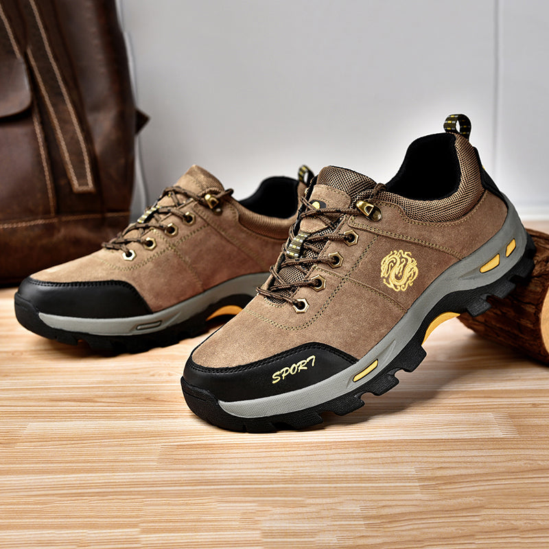 Men's Mixed Material Hiking Shoes - Lace-Up, Waterproof, Wide Toe Box with Arch Support