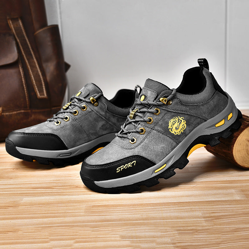 Men's Mixed Material Hiking Shoes - Lace-Up, Waterproof, Wide Toe Box with Arch Support