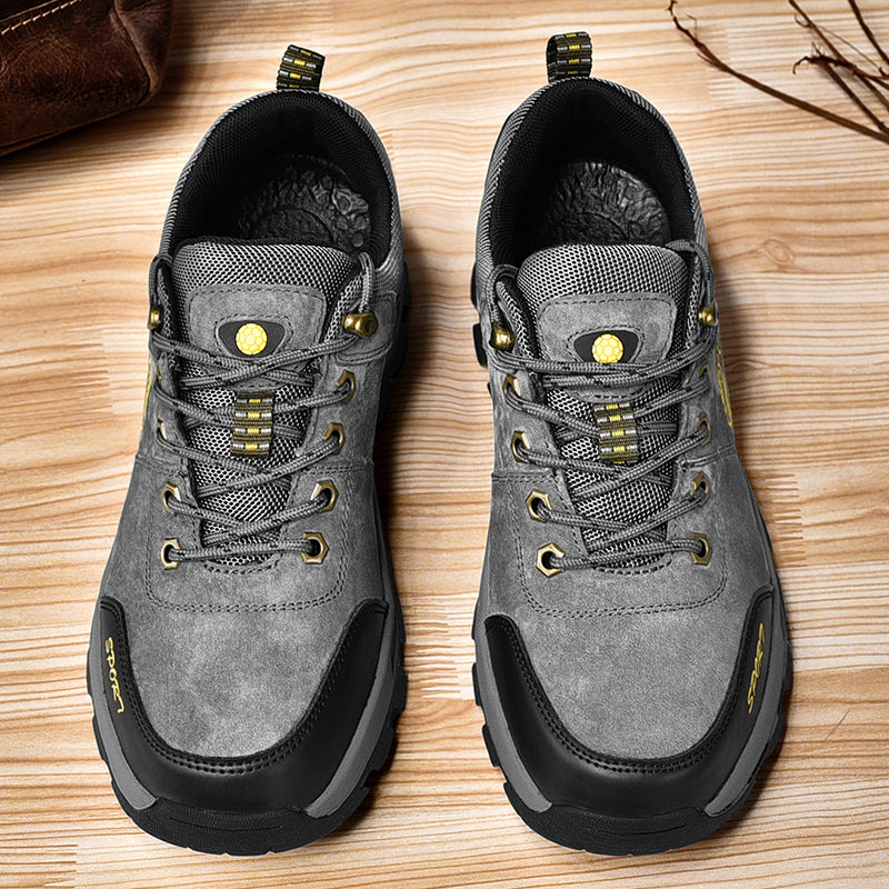 Men's Mixed Material Hiking Shoes - Lace-Up, Waterproof, Wide Toe Box with Arch Support