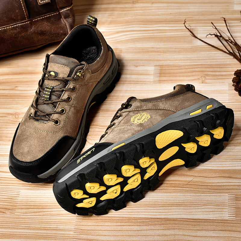 Men's Mixed Material Hiking Shoes - Lace-Up, Waterproof, Wide Toe Box with Arch Support