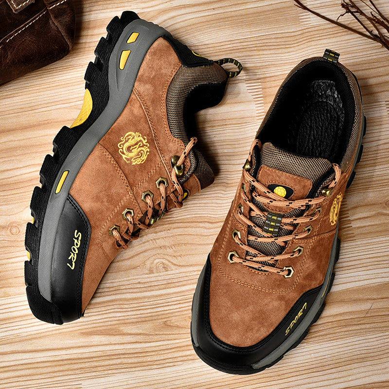 Men's Mixed Material Hiking Shoes - Lace-Up, Waterproof, Wide Toe Box with Arch Support