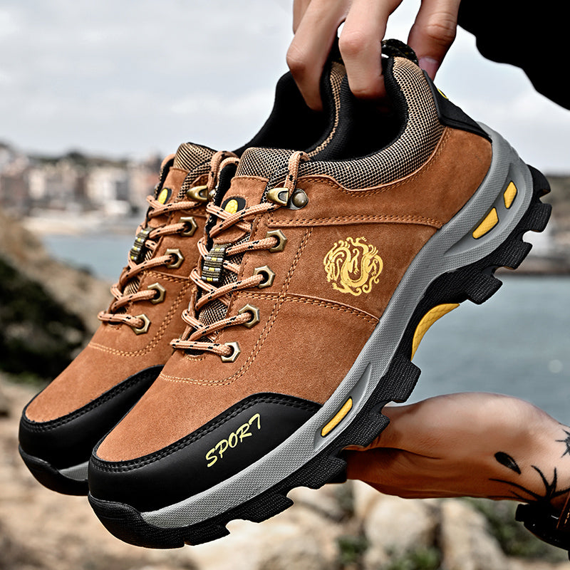 Men's Mixed Material Hiking Shoes - Lace-Up, Waterproof, Wide Toe Box with Arch Support