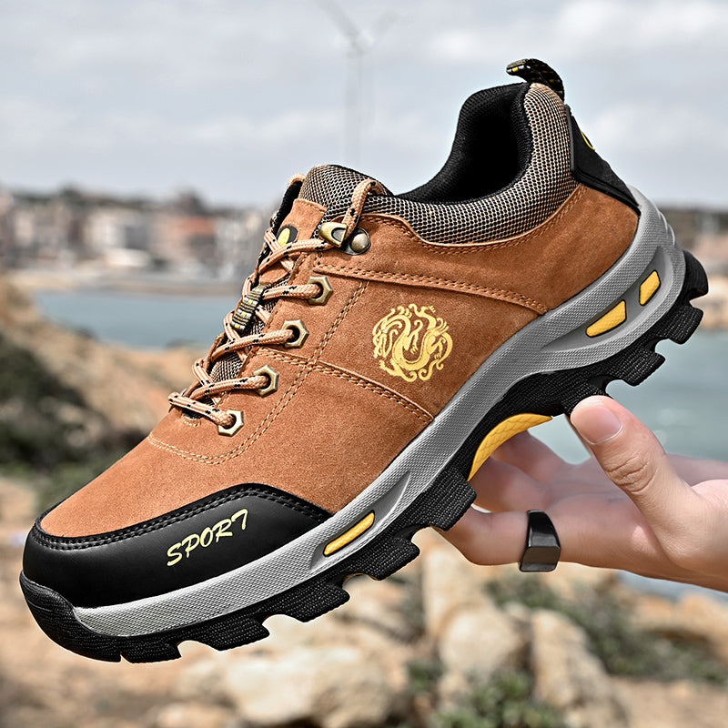 Men's Mixed Material Hiking Shoes - Lace-Up, Waterproof, Wide Toe Box with Arch Support