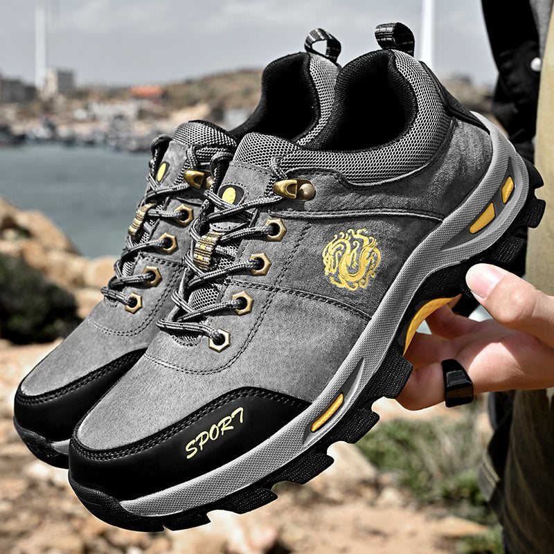 Men's Mixed Material Hiking Shoes - Lace-Up, Waterproof, Wide Toe Box with Arch Support