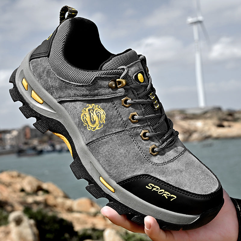 Men's Mixed Material Hiking Shoes - Lace-Up, Waterproof, Wide Toe Box with Arch Support