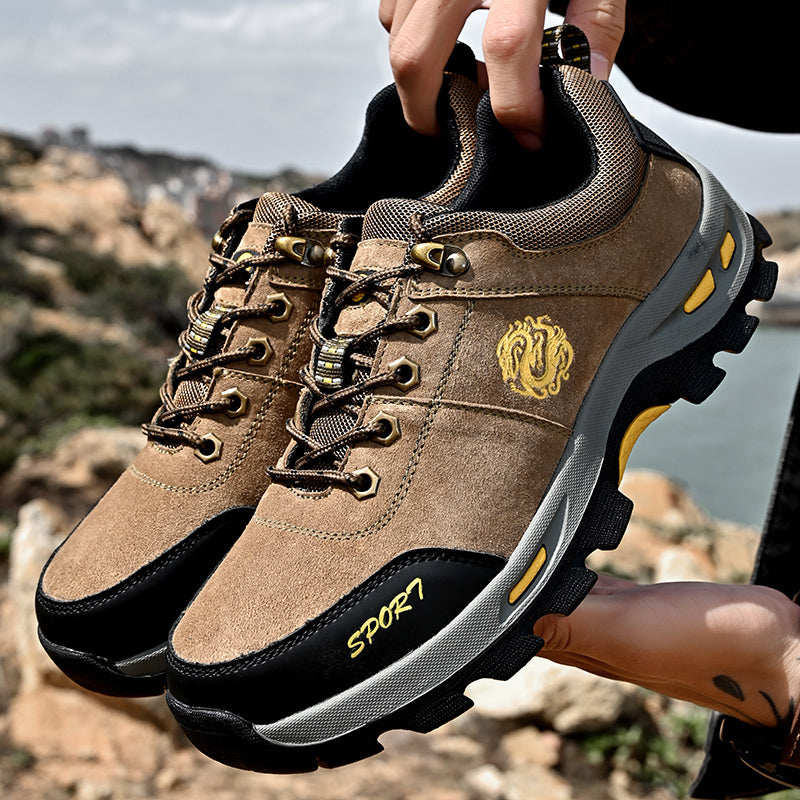 Men's Mixed Material Hiking Shoes - Lace-Up, Waterproof, Wide Toe Box with Arch Support