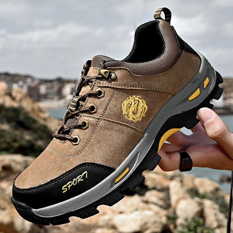 Men's Mixed Material Hiking Shoes - Lace-Up, Waterproof, Wide Toe Box with Arch Support