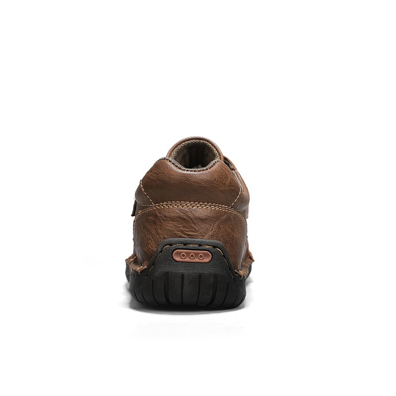 Men's Slip-on Genuine Leather Shoes - Slip-On, Waterproof, Wide Toe Box with Arch Support