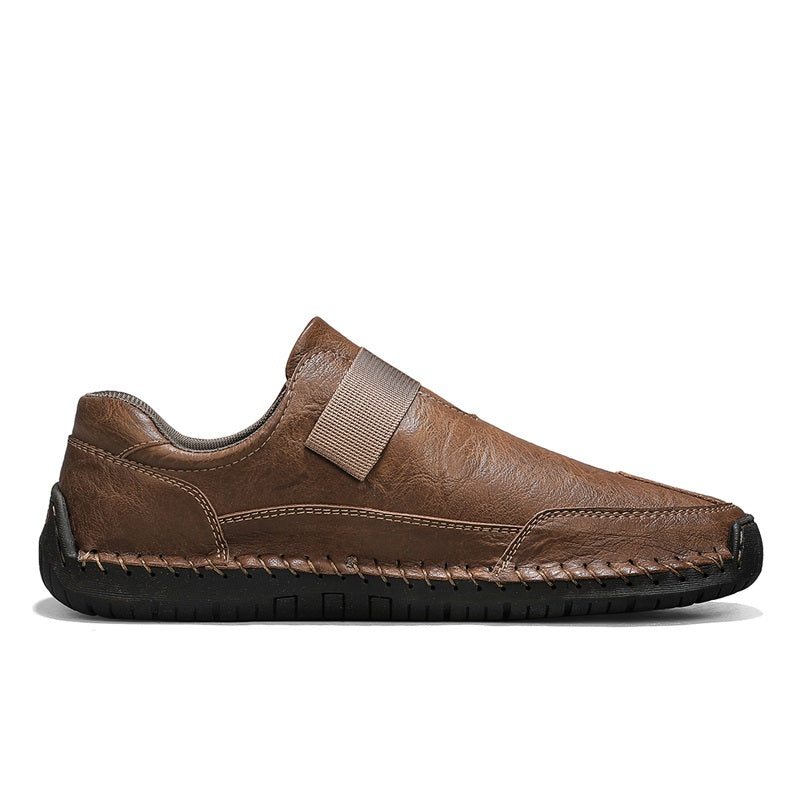 Men's Slip-on Genuine Leather Shoes - Slip-On, Waterproof, Wide Toe Box with Arch Support