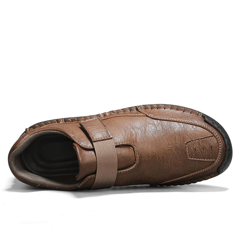 Men's Slip-on Genuine Leather Shoes - Slip-On, Waterproof, Wide Toe Box with Arch Support