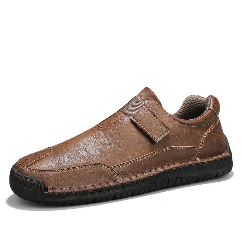 Men's Slip-on Genuine Leather Shoes - Slip-On, Waterproof, Wide Toe Box with Arch Support