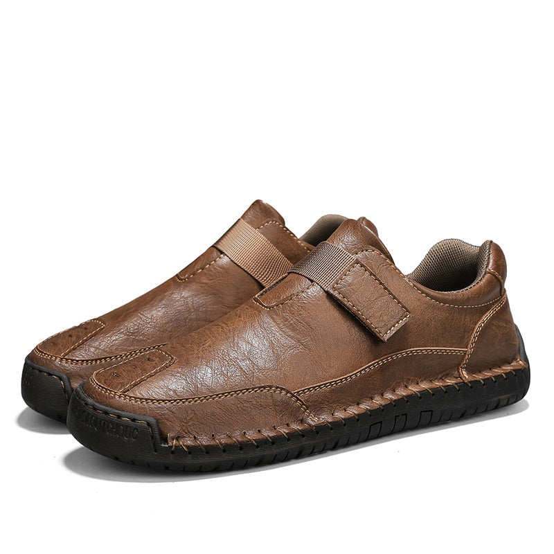 Men's Slip-on Genuine Leather Shoes - Slip-On, Waterproof, Wide Toe Box with Arch Support