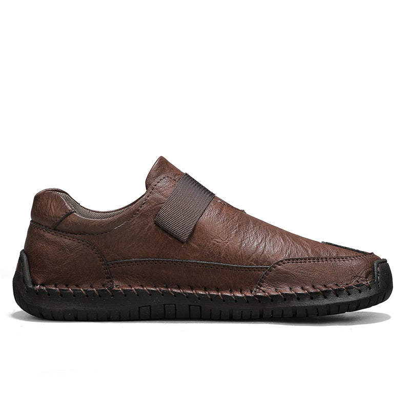 Men's Slip-on Genuine Leather Shoes - Slip-On, Waterproof, Wide Toe Box with Arch Support