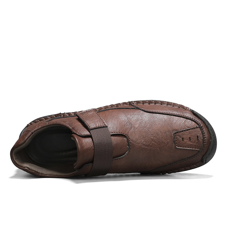 Men's Slip-on Genuine Leather Shoes - Slip-On, Waterproof, Wide Toe Box with Arch Support