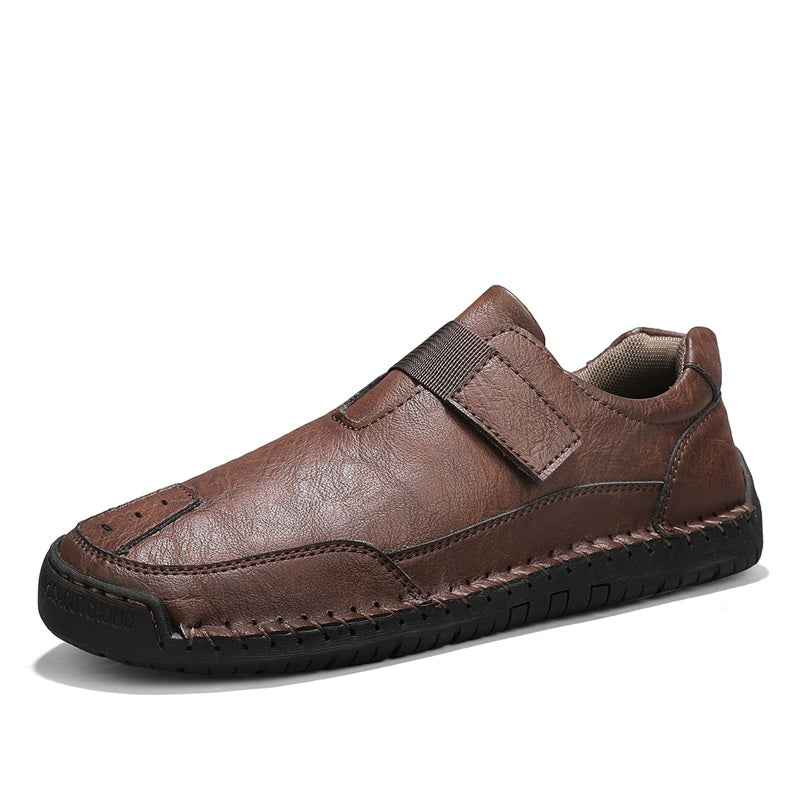 Men's Slip-on Genuine Leather Shoes - Slip-On, Waterproof, Wide Toe Box with Arch Support
