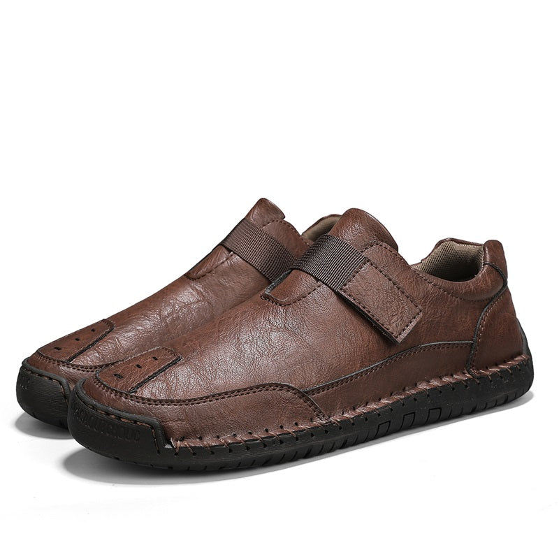 Men's Slip-on Genuine Leather Shoes - Slip-On, Waterproof, Wide Toe Box with Arch Support