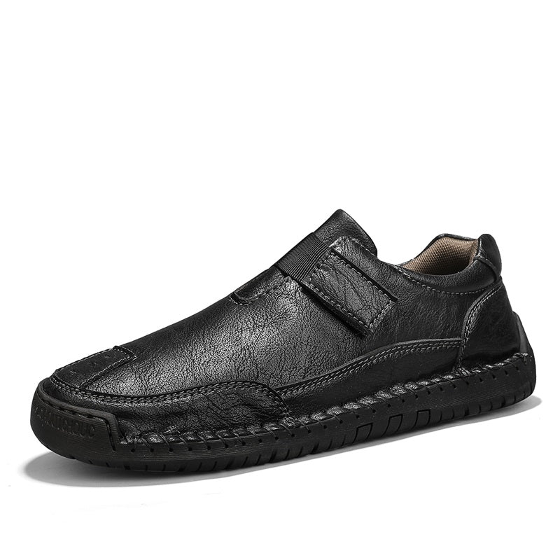 Men's Slip-on Genuine Leather Shoes - Slip-On, Waterproof, Wide Toe Box with Arch Support