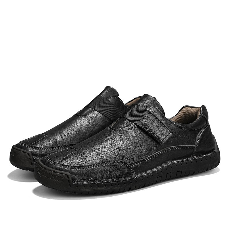 Men's Slip-on Genuine Leather Shoes - Slip-On, Waterproof, Wide Toe Box with Arch Support