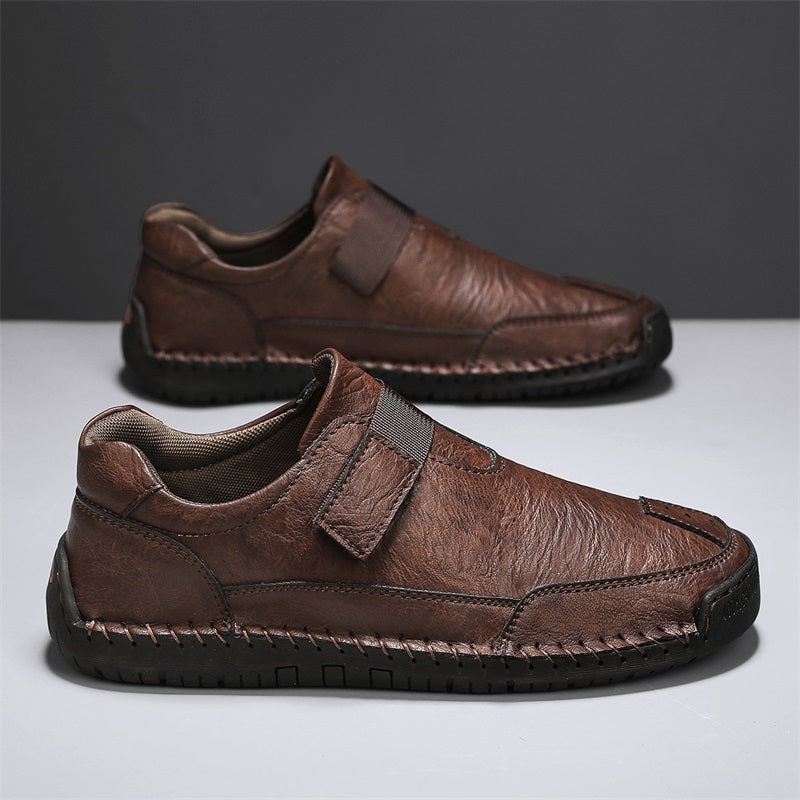 Men's Slip-on Genuine Leather Shoes - Slip-On, Waterproof, Wide Toe Box with Arch Support