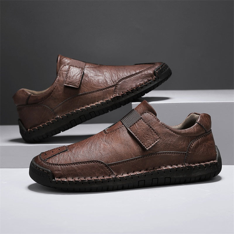 Men's Slip-on Genuine Leather Shoes - Slip-On, Waterproof, Wide Toe Box with Arch Support