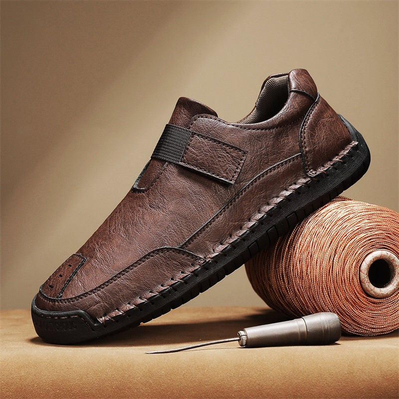 Men's Slip-on Genuine Leather Shoes - Slip-On, Waterproof, Wide Toe Box with Arch Support