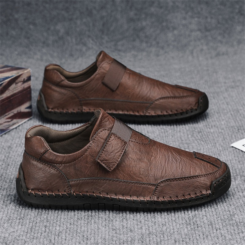Men's Slip-on Genuine Leather Shoes - Slip-On, Waterproof, Wide Toe Box with Arch Support