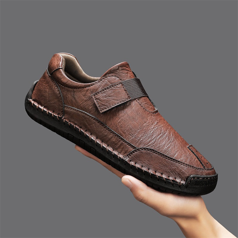 Men's Slip-on Genuine Leather Shoes - Slip-On, Waterproof, Wide Toe Box with Arch Support
