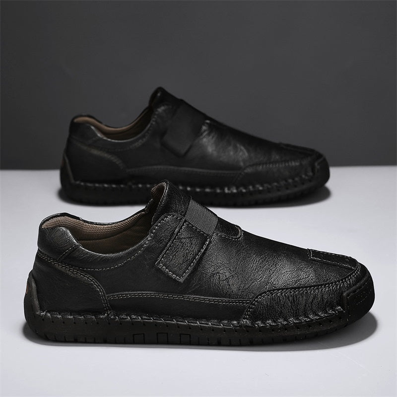 Men's Slip-on Genuine Leather Shoes - Slip-On, Waterproof, Wide Toe Box with Arch Support