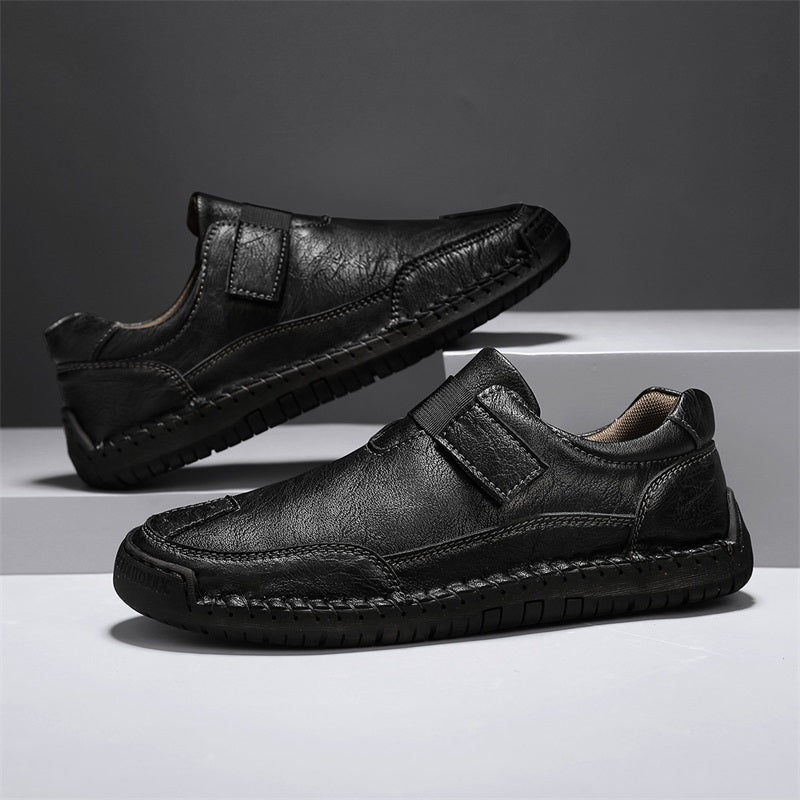 Men's Slip-on Genuine Leather Shoes - Slip-On, Waterproof, Wide Toe Box with Arch Support