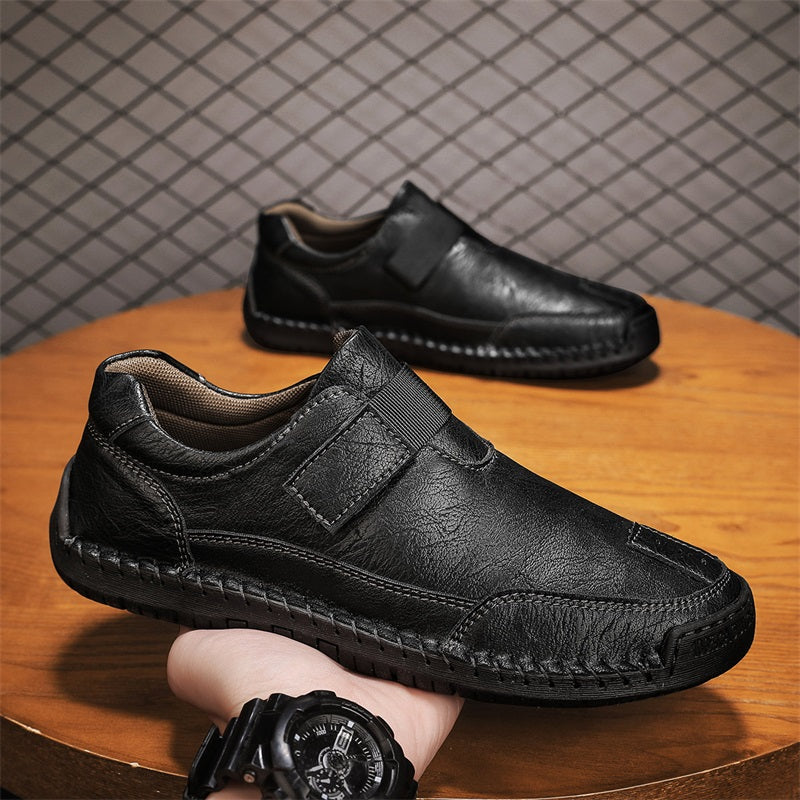 Men's Slip-on Genuine Leather Shoes - Slip-On, Waterproof, Wide Toe Box with Arch Support