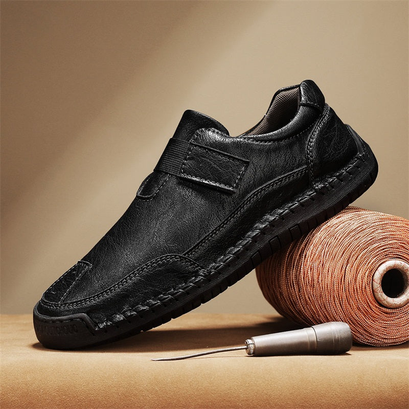 Men's Slip-on Genuine Leather Shoes - Slip-On, Waterproof, Wide Toe Box with Arch Support