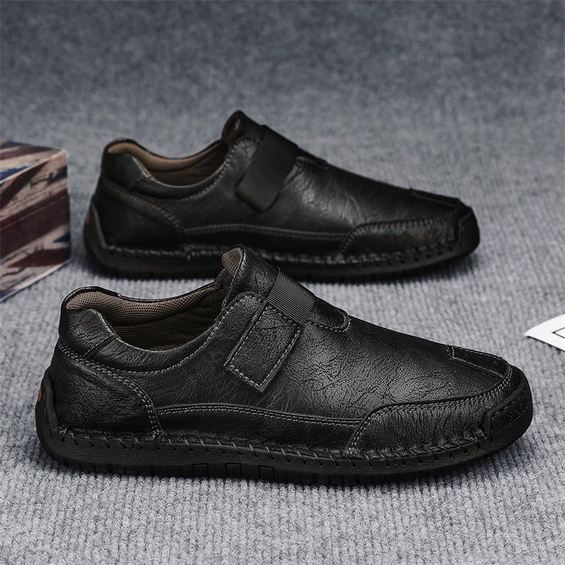 Men's Slip-on Genuine Leather Shoes - Slip-On, Waterproof, Wide Toe Box with Arch Support