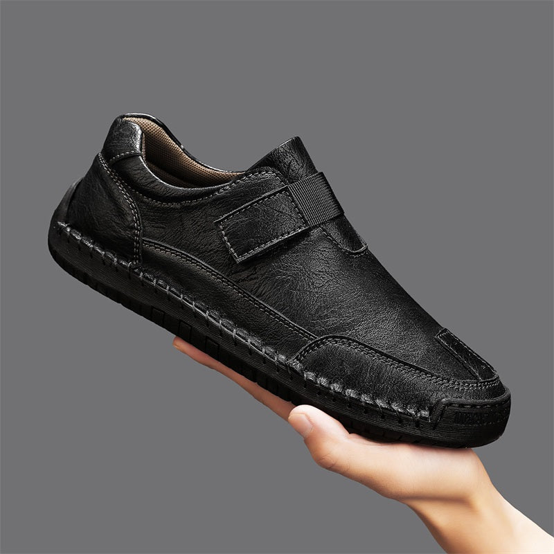 Men's Slip-on Genuine Leather Shoes - Slip-On, Waterproof, Wide Toe Box with Arch Support