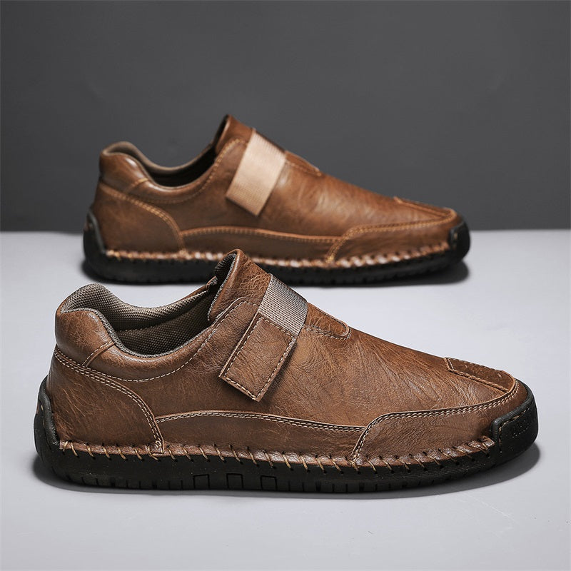 Men's Slip-on Genuine Leather Shoes - Slip-On, Waterproof, Wide Toe Box with Arch Support