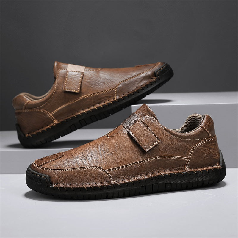 Men's Slip-on Genuine Leather Shoes - Slip-On, Waterproof, Wide Toe Box with Arch Support