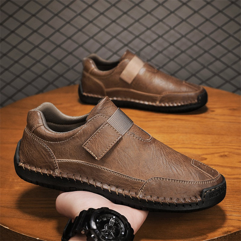 Men's Slip-on Genuine Leather Shoes - Slip-On, Waterproof, Wide Toe Box with Arch Support