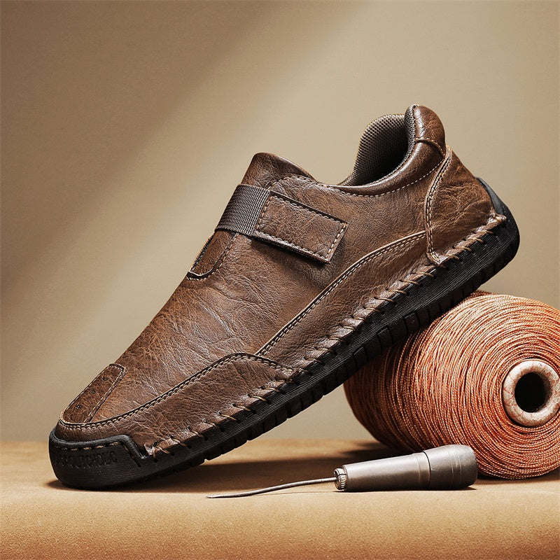 Men's Slip-on Genuine Leather Shoes - Slip-On, Waterproof, Wide Toe Box with Arch Support