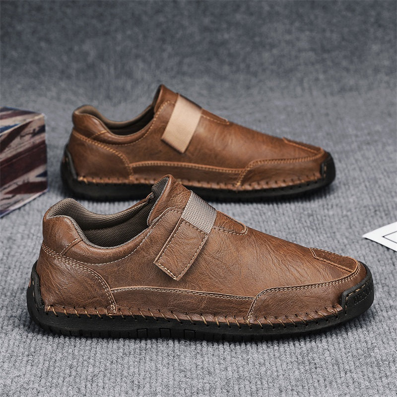 Men's Slip-on Genuine Leather Shoes - Slip-On, Waterproof, Wide Toe Box with Arch Support