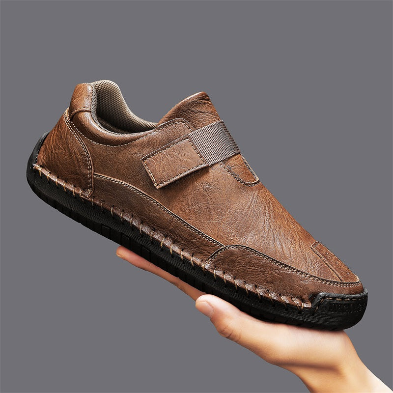 Men's Slip-on Genuine Leather Shoes - Slip-On, Waterproof, Wide Toe Box with Arch Support